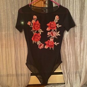 Rose detailed mesh bodysuit